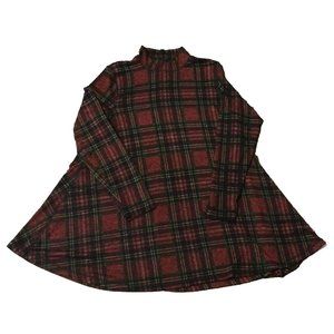 John Mark Dress Tunic Top Size Medium Red Green Tartan Plaid Stretch